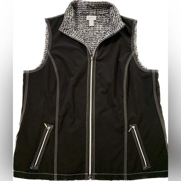 Chico's Jackets & Blazers - Zynergy by Chicos athletic vest size Large black/houndstooth